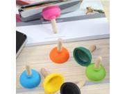 Topwin 1 Piece Wooden Stick Silicone Suction Cup Plunger Stand Holder for Mobile Phone Color random