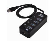 Topwin USB 3.0 4 Ports Super Speed USB Hub 1 Charging Port with Switch Black