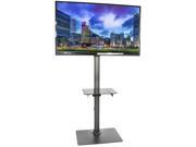Black Steel and Glass Shelf Flat Screen TV Presentation Floor Stand up to 55