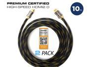 QualGear 10 Feet 2 Pack High Speed HDMI Premium Certified 2.0b cable with 24K Gold Plated Contacts Supports 4K Ultra HD 3D 18Gbps Audio Return Channel 100%