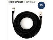 QualGear High Speed Long HDMI 2.0 Cable with Ethernet 25 Feet 100% OFC Copper 26 Awg 24K Gold Plated Contacts CL3 Rated Triple Shielded. Supports 4K UHD