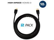 QualGear High Speed HDMI 2.0 Cable with Ethernet 10 Feet 2 Pack 100% OFC Copper 24K Gold Plated Contacts Triple Shielded. Supports 4K Ultra HD 3D 18 Gbp