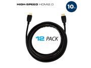 QualGear High Speed HDMI 2.0 Cable with Ethernet 3 Feet 12 Pack 100% OFC Copper 24K Gold Plated Contacts Triple Shielded. Supports 4K Ultra HD 3D 18 G