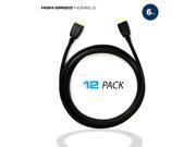 QualGear 6FT 12 PACK High Speed HDMI 2.0 Cable with Ethernet 6 Feet 100% OFC Copper 24K Gold Plated Contacts Triple Shielded. Supports 4K Ultra HD 3D 1
