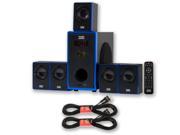 Acoustic Audio AA5102 Home Theater 5.1 Speaker System with 2 Extension Cables Surround Sound