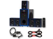 Acoustic Audio AA5102 800W 5.1 Home Theater Speaker System Optical Input 2 Extension Cables AA5102D 2