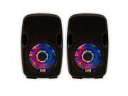 Acoustic Audio AA8LUB Powered 600W 8 Bluetooth Speaker Pair USB MP3 with Flashing Light Display AA8LUB PR