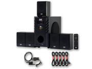 Acoustic Audio AA5104 600W 5.1 Home Theater Speaker System Optical Input 5 Extension Cables AA5104D 5