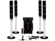 Acoustic Audio AAT1000 Tower 5.1 Speaker System with USB Bluetooth Mic and 2 Extension Cables
