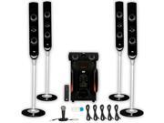 Acoustic Audio AAT1000 Tower 5.1 Speaker System with USB Bluetooth Mic and 5 Extension Cables