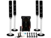 Acoustic Audio AAT1000 Tower 5.1 Speaker System with USB Bluetooth 2 Mics and 5 Extension Cables
