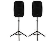 Acoustic Audio AA15UB Powered 15 Bluetooth Speaker Pair 2000 Watts 2 Way USB MP3 Stands AA15UB PK2