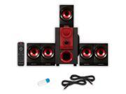 Theater Solutions TS521 Home 5.1 Speaker System with USB Bluetooth and 2 Extension Cables