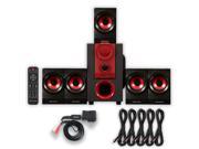 Theater Solutions TS521 Home 5.1 Speaker System with Bluetooth and 5 Extension Cables