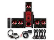 Theater Solutions TS521 Home 5.1 Speaker System with Bluetooth Optical Input and 5 Ext. Cables