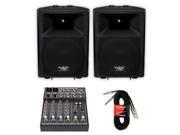Podium Pro Audio PP1207A Bluetooth 12 Active Speakers Mixer and Cables 1200W MP3 PP1207ASET3