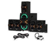 Acoustic Audio AA5210 Home 5.1 Speaker System with Bluetooth LEDs FM Optical Input and 2 Ext. Cables