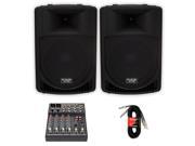 Podium Pro Audio PP1506A Battery Powered 15 MP3 Speakers Mixer and Cables 1800 Watt PP1506ASET3