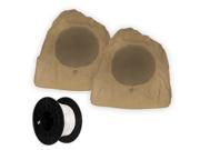 Theater Solutions 2R8S Outdoor Sandstone 8 Rock 2 Speaker Set with Wire for Yard Pool Spa Garden