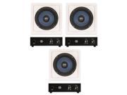 3 Blue Octave RW8 In Wall 8 Home Passive Subwoofer Speakers and 3 Amplifiers 900 Watts RW8A 3S