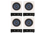 4 Blue Octave RW8 In Wall 8 Home Passive Subwoofer Speakers and 4 Amplifiers 1200 Watts RW8A 4S