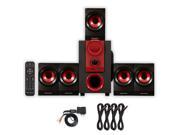 Theater Solutions TS521 Home 5.1 Speaker System with Bluetooth and 4 Extension Cables