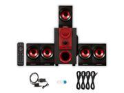 Theater Solutions TS521 Home 5.1 Speaker System with USB Bluetooth Optical Input and 4 Ext. Cables