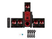 Theater Solutions TS521 Home 5.1 Speaker System with USB Bluetooth and 4 Extension Cables