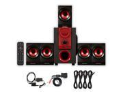Theater Solutions TS521 Home 5.1 Speaker System with Bluetooth Optical Input and 4 Ext. Cables