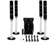 Acoustic Audio AAT1000 Tower 5.1 Speaker System with USB Bluetooth and 5 Extension Cables