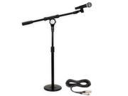 Podium Pro Audio PP58 Dynamic Microphone and Cable with Tabletop Boom Stand and Clamp Clip New PMS4MC1