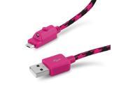 Verizon Braided Charge and Sync Cable for micro USB Pink Black Universal