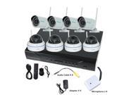 WiFi Wireless Surveillance System 8 Channel 720P With Waterproof Dome and Bullet Indoor and Outdoor IP Camera Remote Access and Live by Mobile Devices JideTec