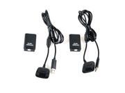 2x 4800mAh Battery Pack Charger Cable for Xbox 360 Wireless Controller Black