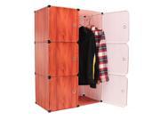 6 Cube DIY Stackable Panel Closet Organizers Storage Interlocking Shelf Modular Red