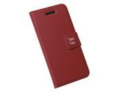 Back Circle Cutout PU Leather Side Open Protect Case for iPhone 4 s Red