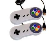 2 × SNES USB Controller For PC Mac Super Nintendo Games Retro Classic Gamepad