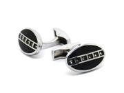 Black with White Crystal Oval Cufflinks