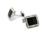 Black Bottom and White Crystal Rectangle Cufflinks