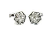 Silver and White Crystal Hexagonal Cufflinks