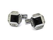 Black with White Crystal Square Cufflinks