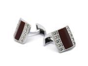 Brown with White Crystal Rectangle Cufflinks
