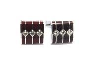 Brown and White Crystal Square Cufflinks