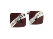 Brown Bottem with White Crystal Squre Cufflinks