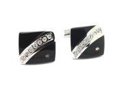 Black Bottom with White Crystal Square Cufflinks