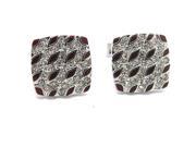 Brown Special Pattern with White Crystal Square Cufflinks