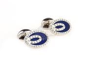 Capsule Crystal Cufflinks with Moon Shaped Blue Central