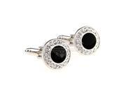 Onyx accented cufflinks with crystal edge