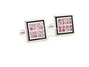 Vintage pink crystal in the grid of square cufflinks