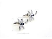 Novelty Dragonfly Mosaic White and Black Crystal Cufflinks